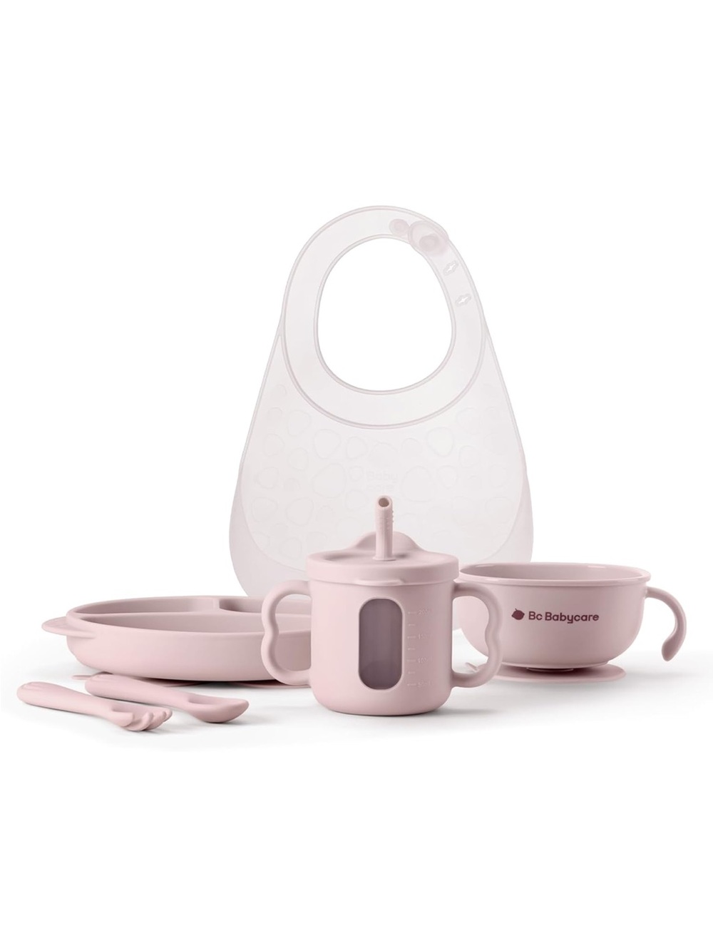 Bc Babycare Pink Baby Feeding Set with Bib and Sippy Cup